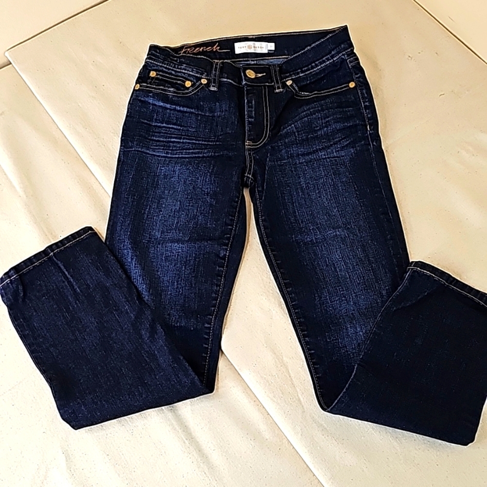 Tory Burch Crop Blue Jeans Sz 23, casual, fall